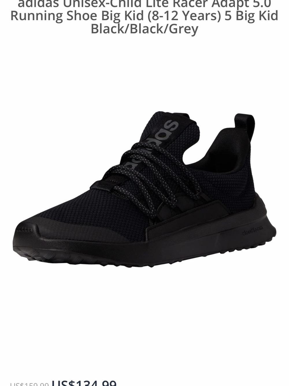 Adidas Kids’s Cloudfoam Lite Racer Adapt - Black
